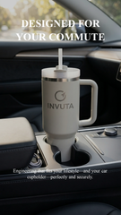 Aurevia 40oz Stainless Steel Tumbler with Handle & Straw – Arctic White, Vacuum Insulated Travel Mug, Leak-Resistant Lid, Cup Holder Friendly, Cold 16H / Hot 12H